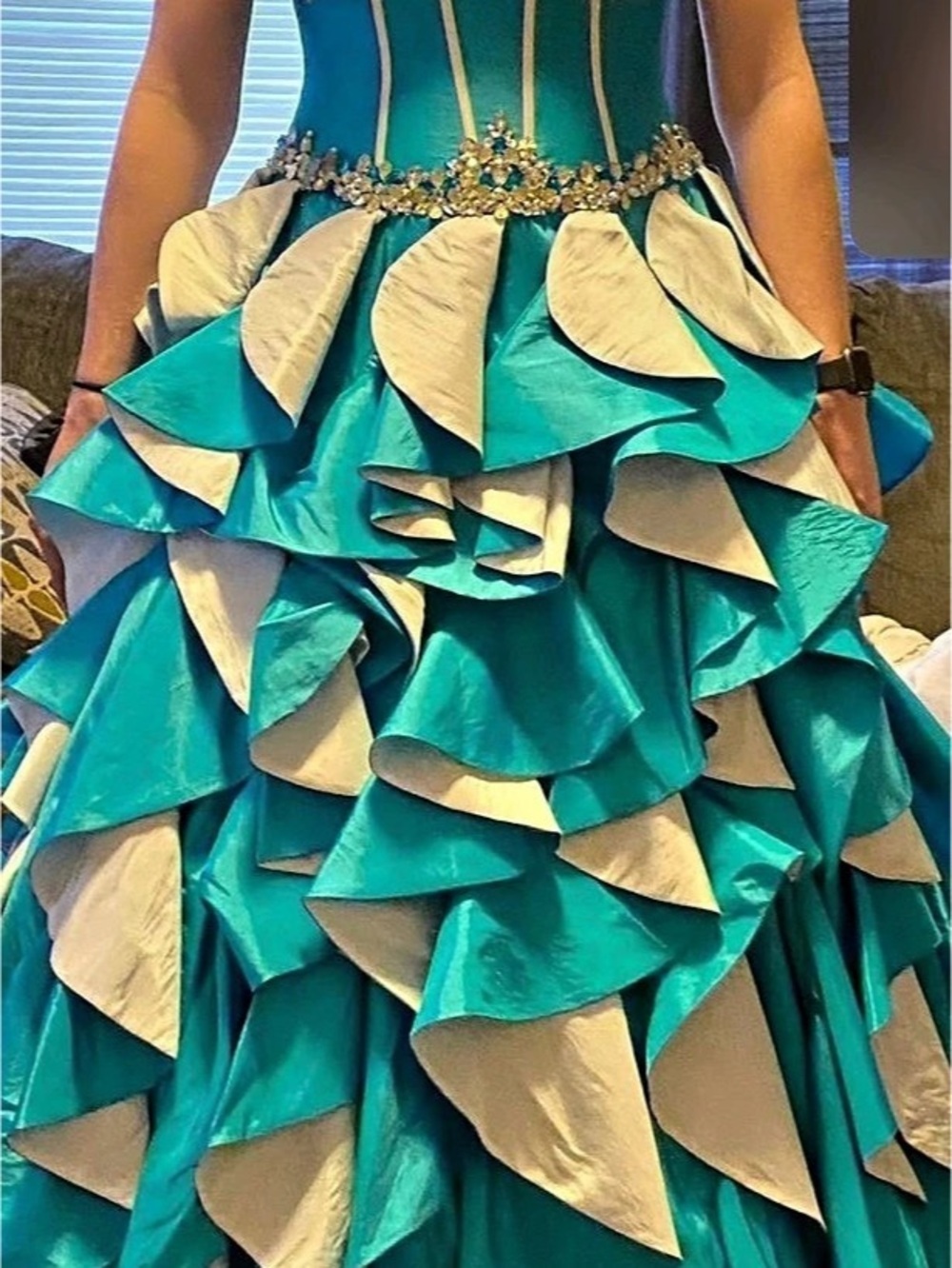 Women's Prom Dress in Blue & White Like New